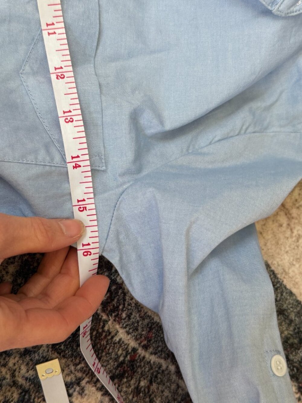 Cuyana Cotton Poplin Shirt Dress XS Blue Button Front Pocket Stretch Summer Nant - Picture 9 of 10